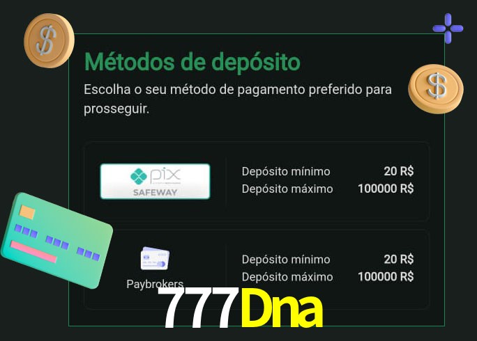 O cassino 777Dna oferece uma grande variedade de métodos de pagamento